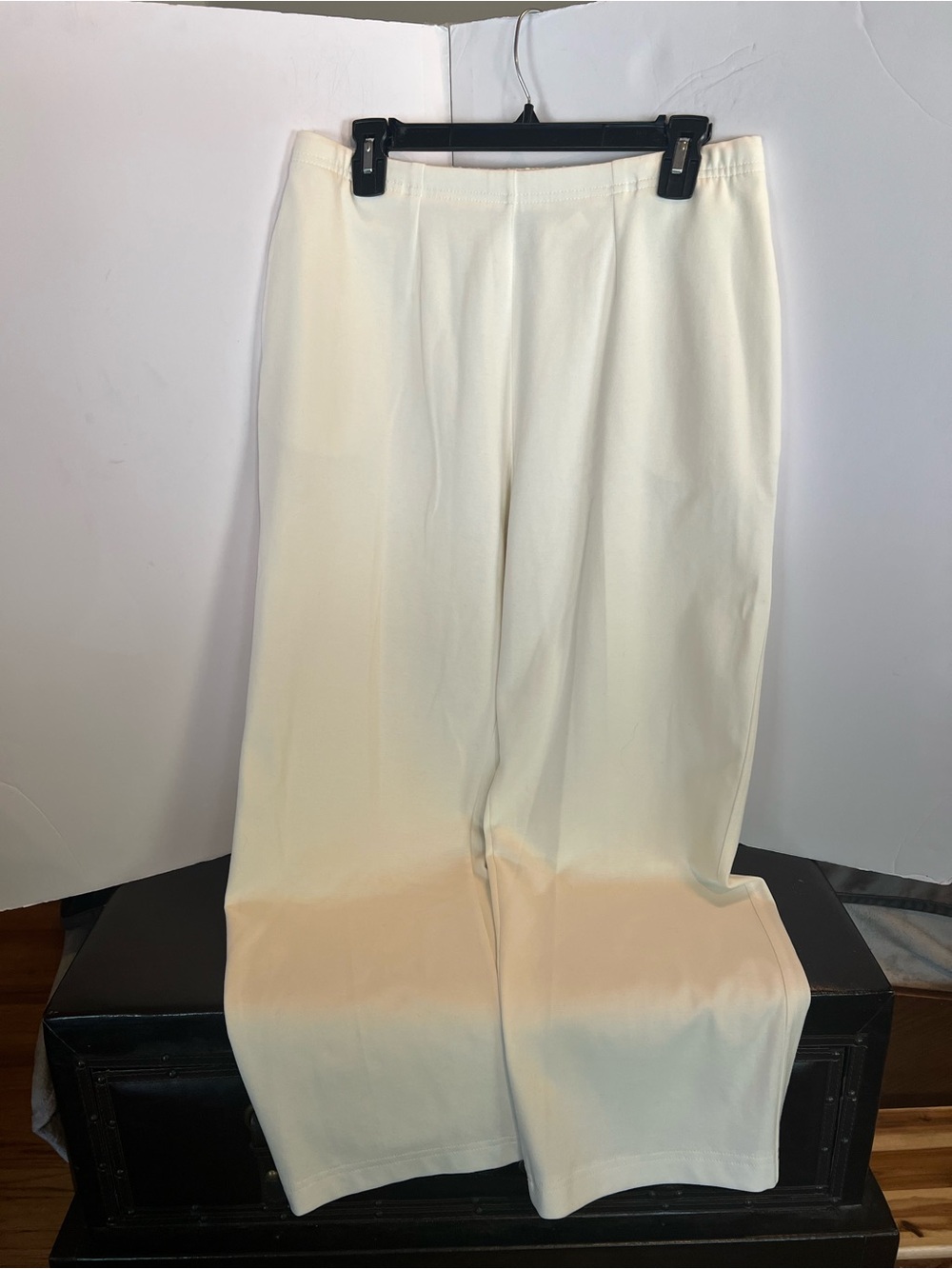 Wide-Leg Cream Pull-On Pants